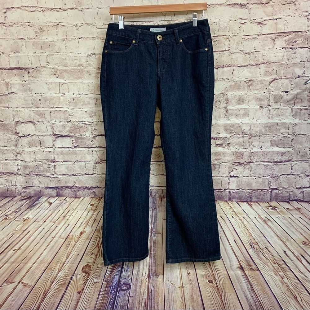 Relativity Dark Wash Mid Rise Denim Flare Jeans